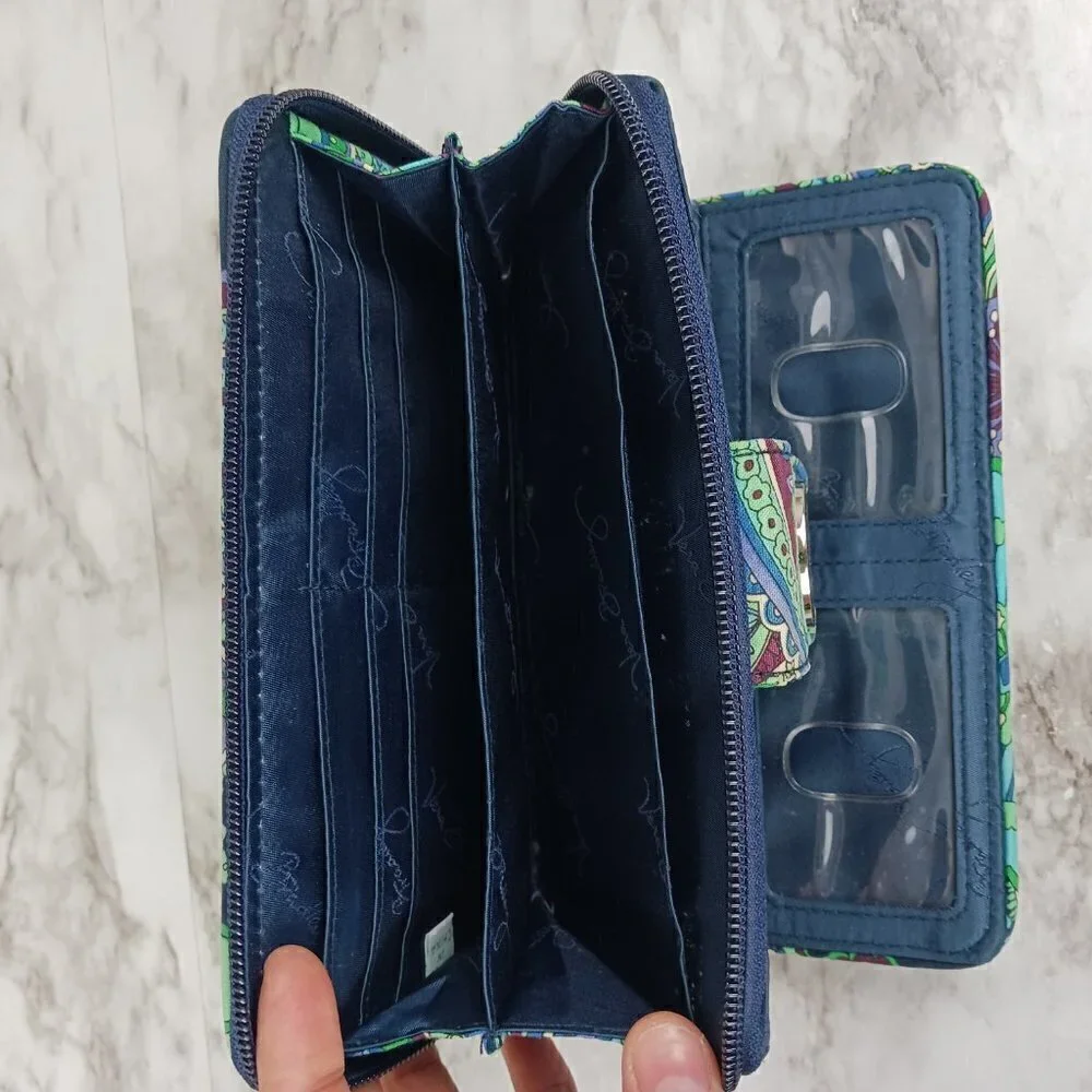VERA BRADLEY RHYTHM & BLUES PATTERN TURN LOCK WALLET WOMEN